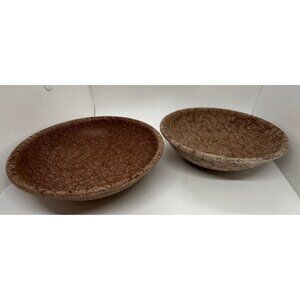 Set Of 2 Boltalite Melmac Vintage Bowls USA Beige Brown Textured Melamine 6.5 sp
